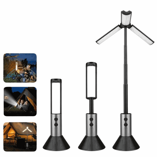 2-in-1 LED Camping Light & Flashlight USB rechargeable lantern with hook and stand for outdoor use