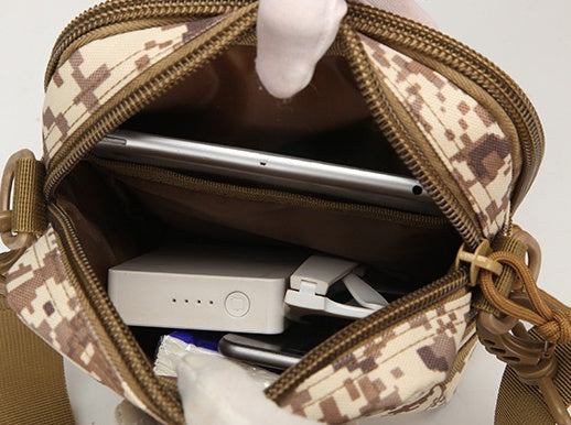 Durable Molle Crossbody Bag with adjustable strap and multiple compartments for outdoor hiking and camping