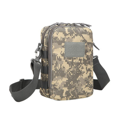 Durable Molle crossbody bag with adjustable strap and multiple compartments for hiking and camping gear