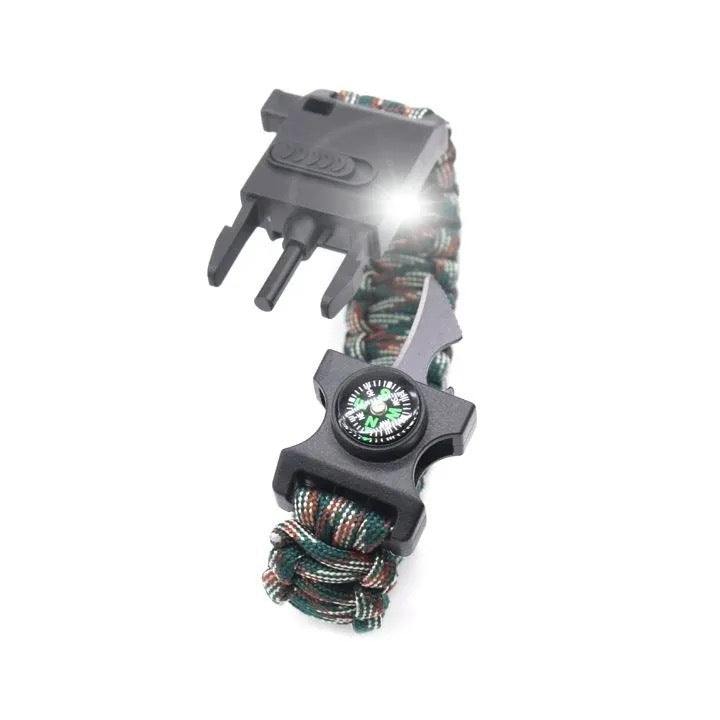 Survival Paracord Bracelet – 7-in-1 Multi-Tool with LED Light, Compass & Whistle