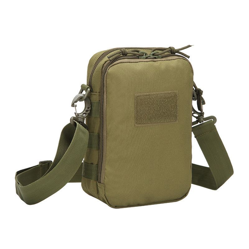 Durable Molle crossbody bag with adjustable strap and multiple compartments for hiking and camping gear organization