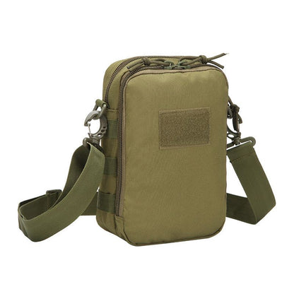 Durable Molle crossbody bag with adjustable strap and multiple compartments for hiking and camping gear organization