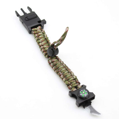 Survival Paracord Bracelet – 7-in-1 Multi-Tool with LED Light, Compass & Whistle