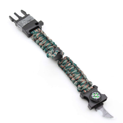Survival Paracord Bracelet – 7-in-1 Multi-Tool with LED Light, Compass & Whistle