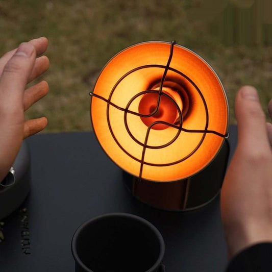 Compact black and orange stainless steel outdoor heater mini portable heating stove for camping